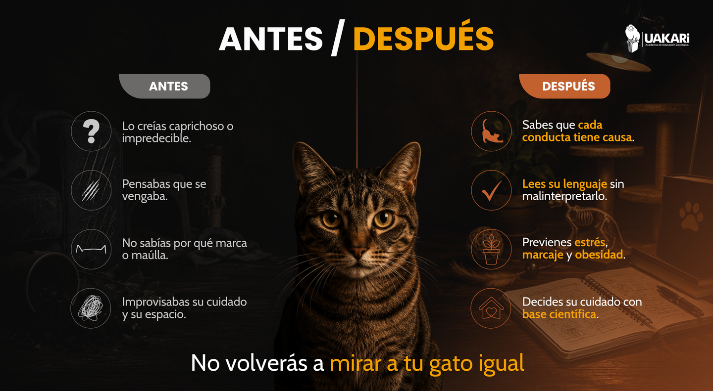 Antes y después: cómo cambia tu mirada de tu gato tras el curso.