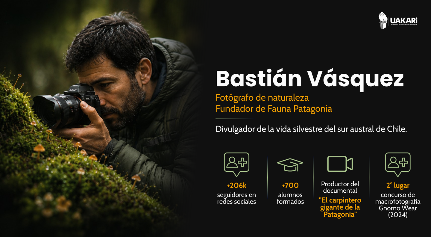 El profesor: Bastián Vásquez, fotógrafo de naturaleza y fundador de Fauna Patagonia.